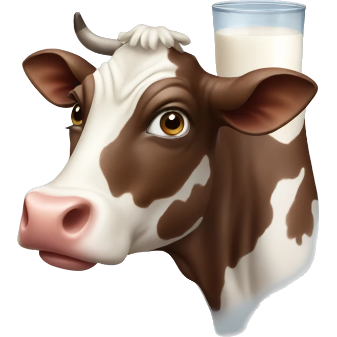 A cow that gives milk with chocolate emoji