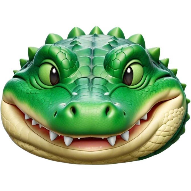 Meme-Worthy Cute Sleeping Crocodile Portrait Emoji, Head resting peacefully with a contented smile, showcasing a robust, powerful build and a luxuriously soft textured emerald-green hide, eyes shut in a serene, restful nap, Simplified yet hilariously adorable features, highly detailed, glowing with a soft, drowsy light, high shine, relaxed and utterly lovable, stylized with an air of playful laziness, bright and heartwarming, soft glowing outline, capturing the essence of a comically sleepy crocodile, so meme-worthy it feels like it could instantly become the next viral sensation of adorable reptilian slumber! emoji