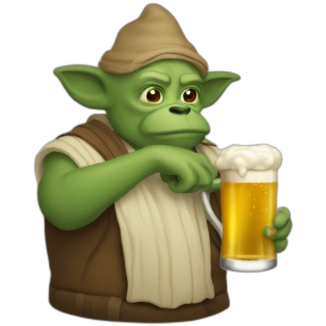 Yodas qui tient une bière emoji