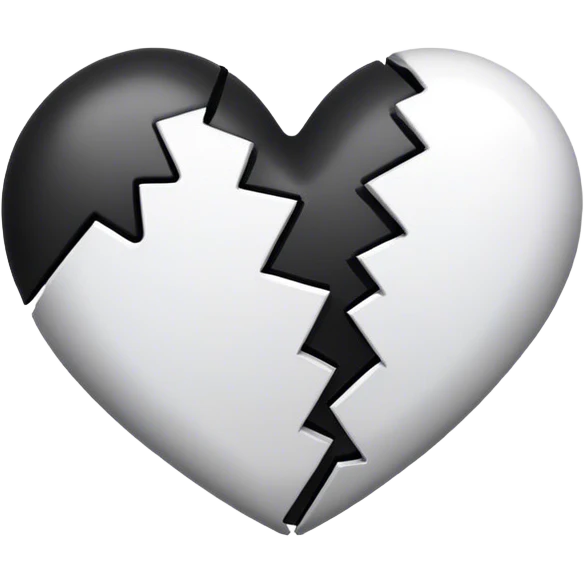 black and white broken heart emoji