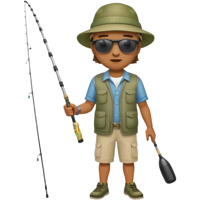 Man in motion casting a fishing rod full body emoji