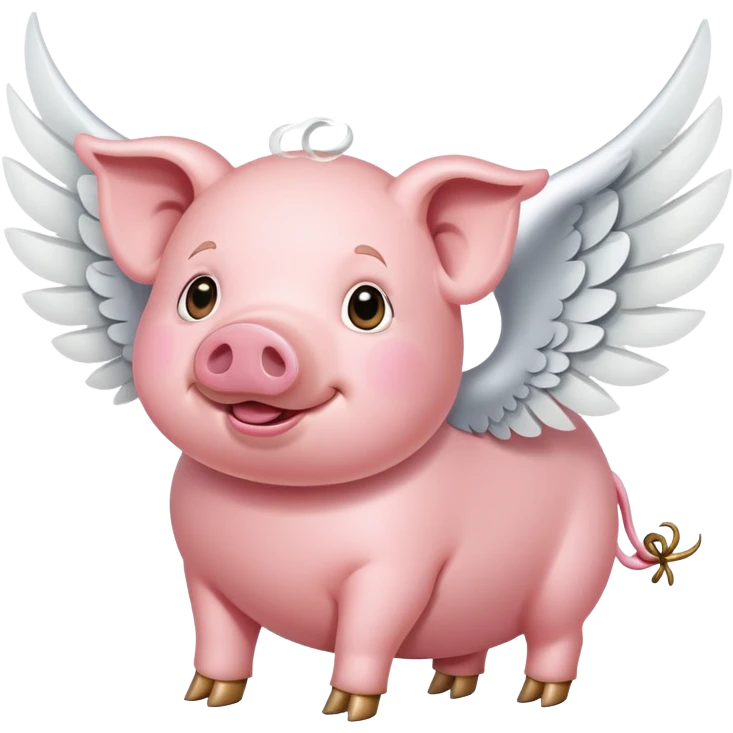 A Pig what can fly with a big white wings emoji
