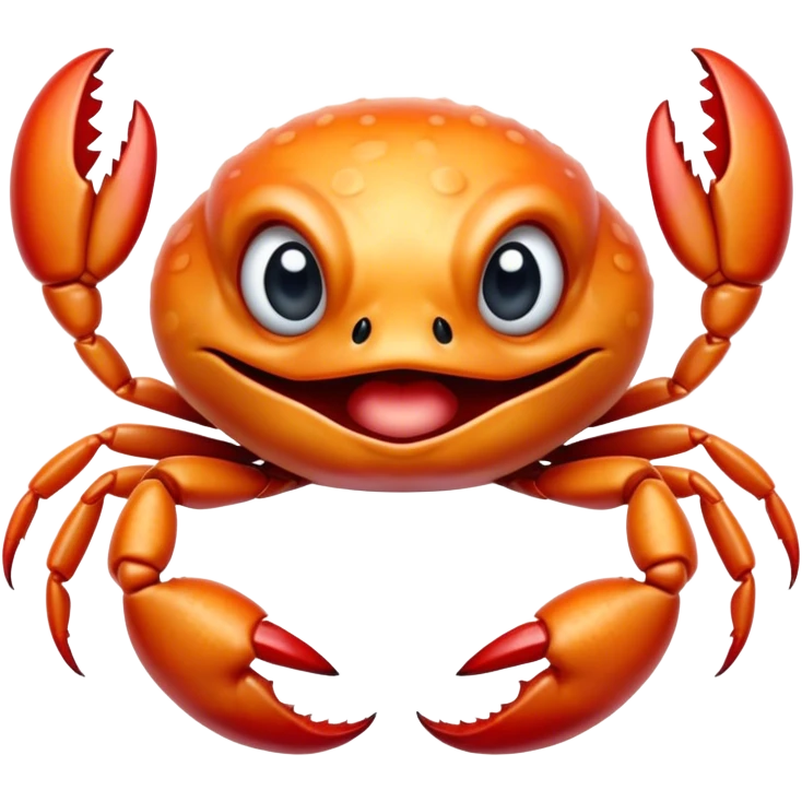 Cinematic Comical Baby Crab Portrait Emoji, Head tilted dramatically with an exaggeratedly shocked expression, featuring a tiny, vibrant carapace with wide, comically expressive eyes full of playful disbelief and miniature, animated pincers, Simplified yet hilariously expressive features, highly detailed, glowing with a slightly sassy coastal glow, high shine, dramatic yet playful, stylized with an air of cheeky seaside mischief, soft glowing outline, capturing the essence of a meme-worthy baby crab that looks ready to pinch its way into viral fame! emoji