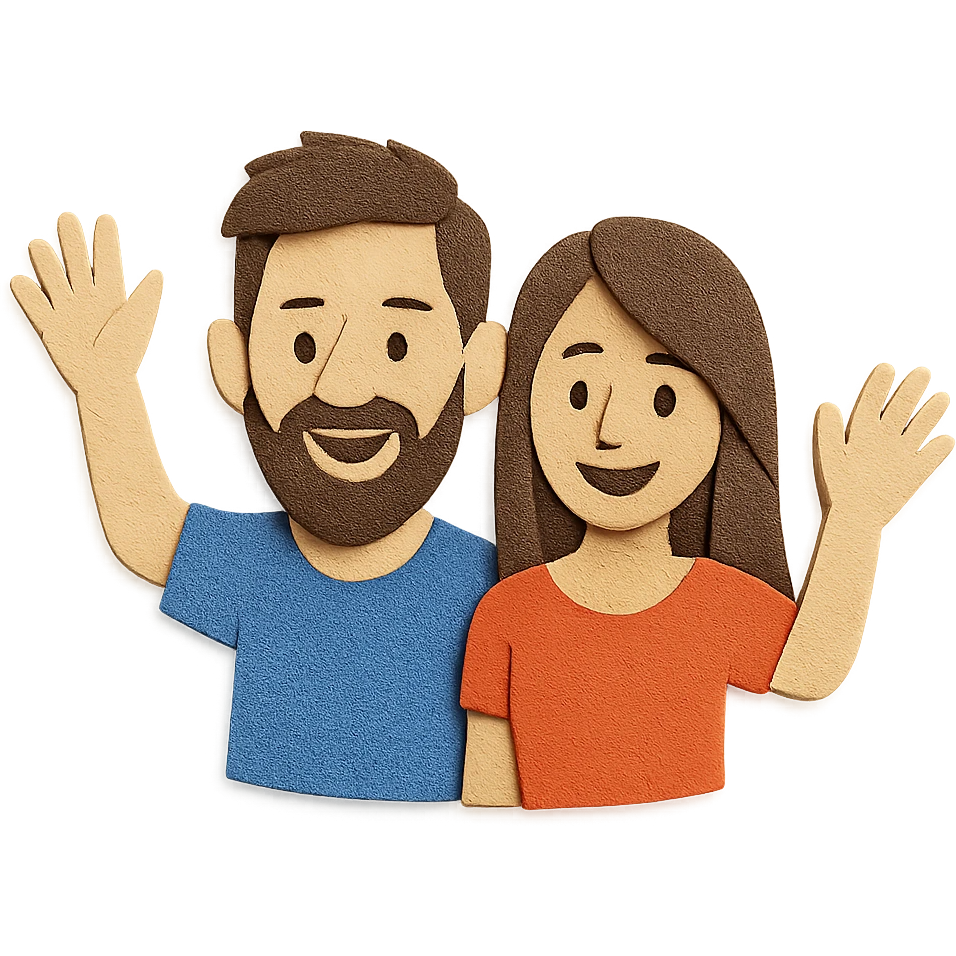 Messi and Antonella waving emoji