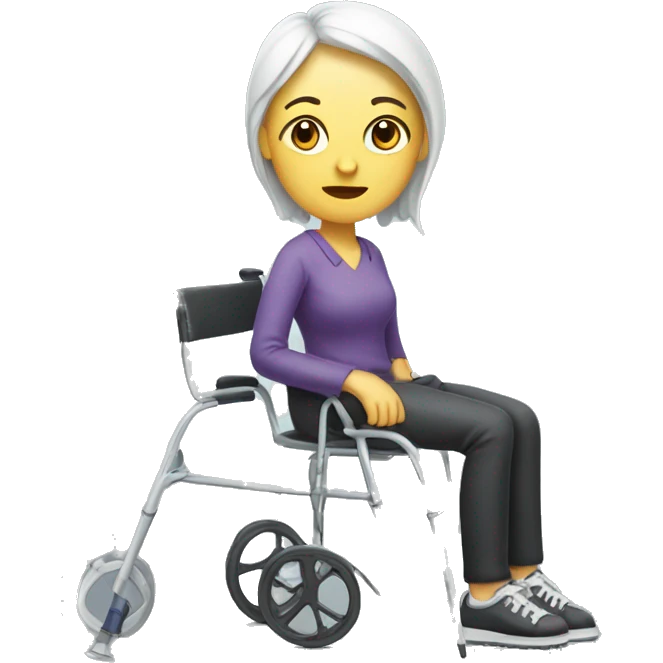White lady with a broken leg on crutches emoji
