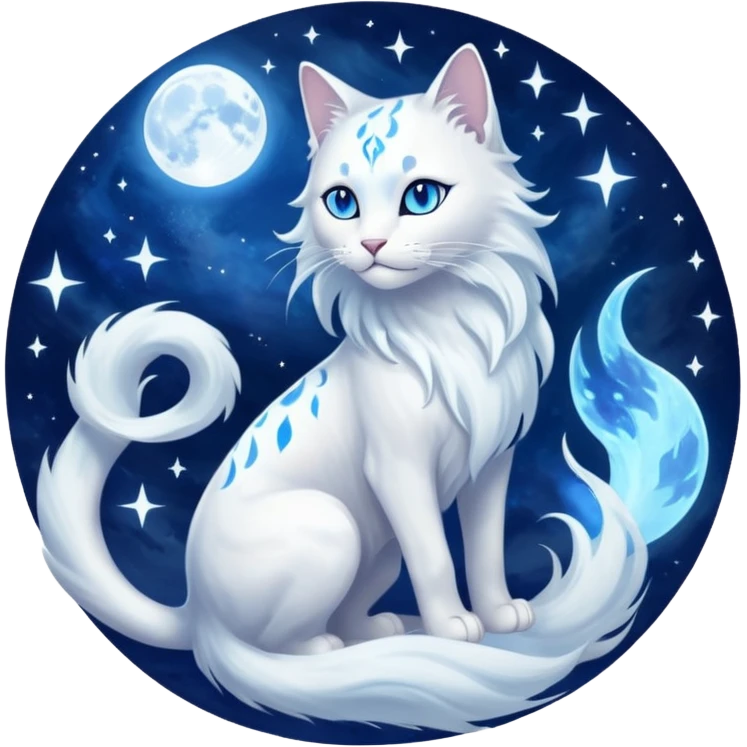 Magical Celestial Lunar-powered Fantasy Feline with lunar markings (full body) emoji
