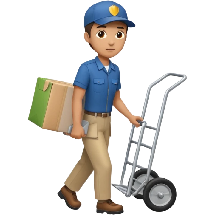 Foot courier with hand truck,Delivery Crew emoji