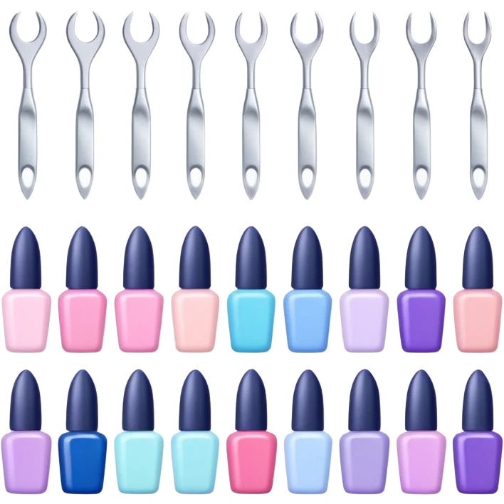 Minimalist kawaii nail tools, each tool alone, simple and clean design, pastel colors, delicate and charming, high-resolution, single subject only emoji