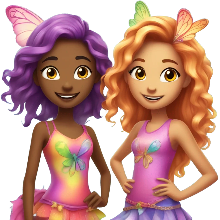 Four girls clubbing having fun in winx inspired fairy outfits  emoji