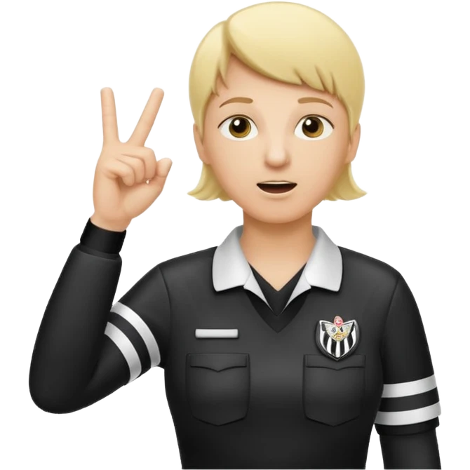 blonde football referee calling time out with hands and whistle making t gesture with hands emoji