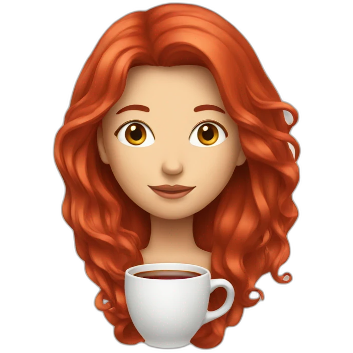 a cup with a woman with long red hair emoji