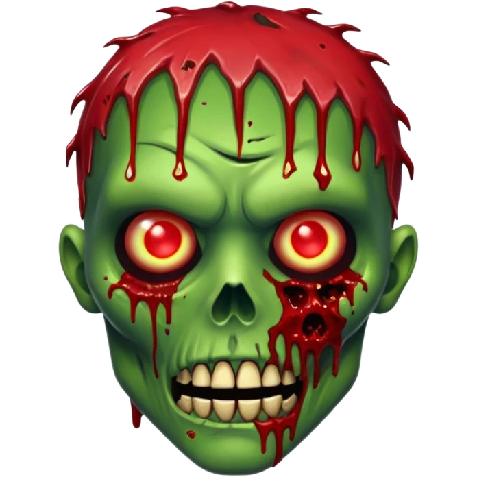 Creepy zombie head, glowing eyes, decaying skin, blood splatters, realistic, no background







 emoji