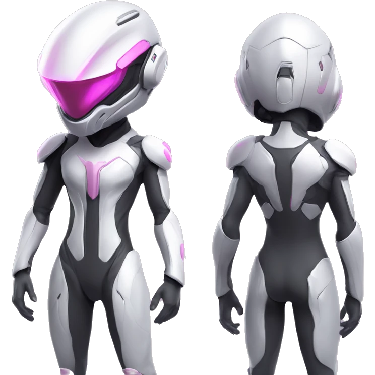 White Lizard-Reptile-Raptor-Alien-Genesect-Mewtwo-Fakémon, with pink eyes, with a futuristic visor-helmet, wearing a techwear-suit, Full Body emoji