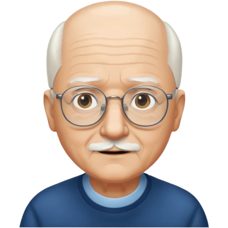 Mi abuelo con el pelo blanco con gafas y con calva  emoji