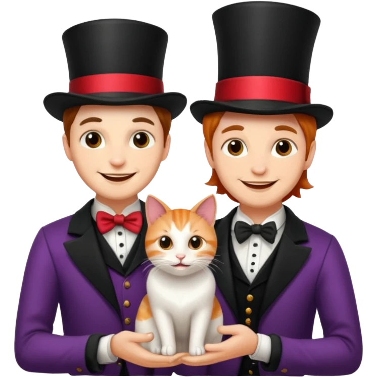 magician couple and their pet cat emoji