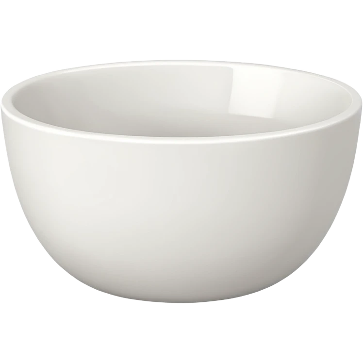 white bowl with flat white color inside, no liquid, no gloss, minimal, simple, clear emoji