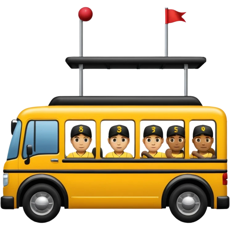 autobus de equipo llevando a egnte de basebal  y un chofer emoji