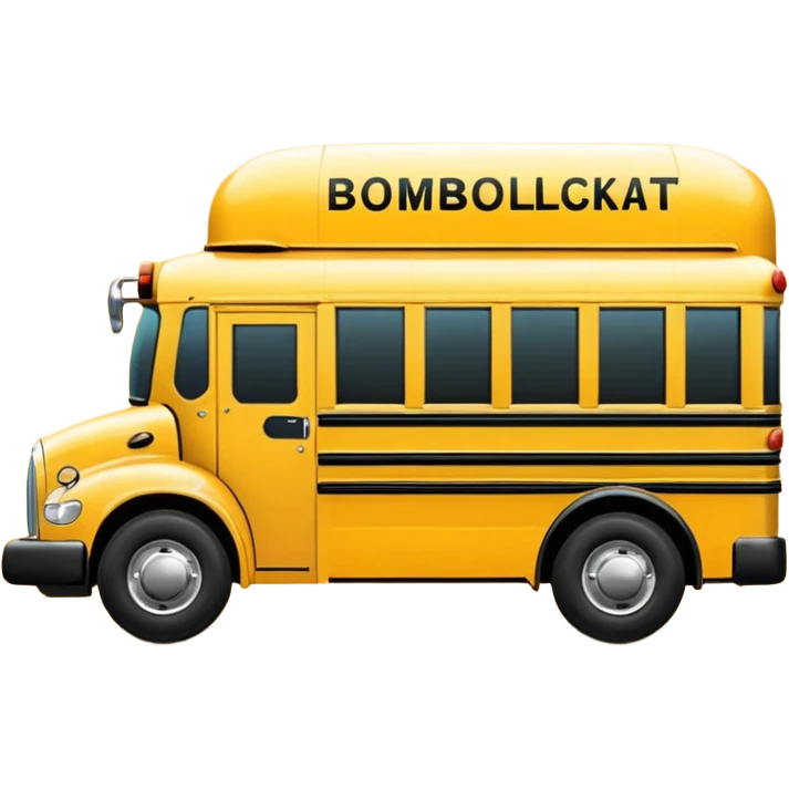 a school bus with bomboclat text in dianogal in front of it emoji