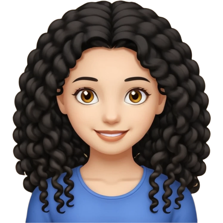 girl, long black coily hair, beautiful hazel eyes emoji