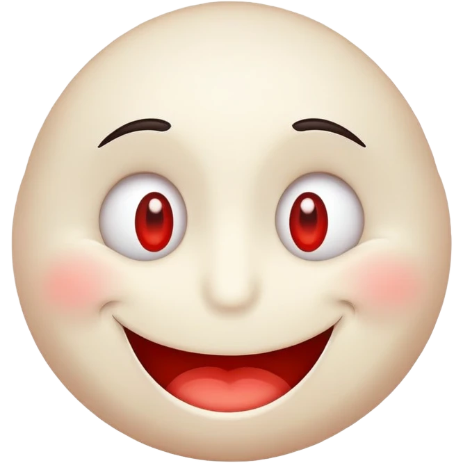 Relaxed smiley face with droopy red eyes, a lazy smile, looking high emoji