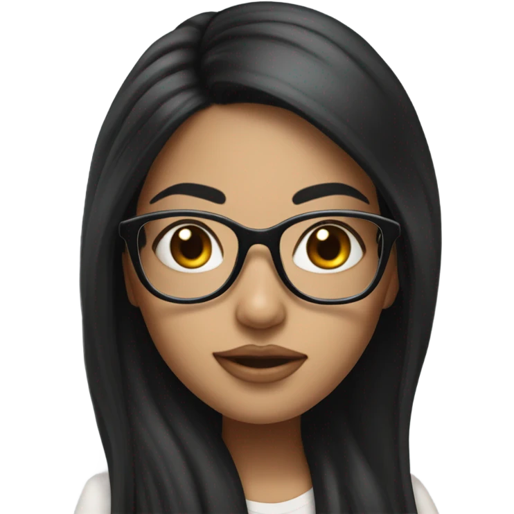 Hyper realistic girl with black hair glasses emoji