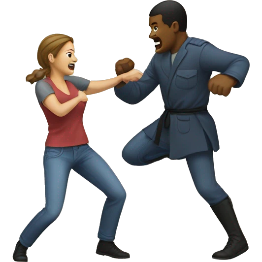 Woman kicking man for self defense emoji