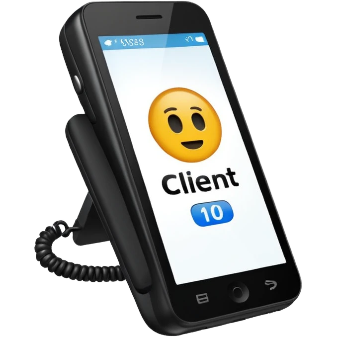 celular con llamada que diga "cliente 10" emoji