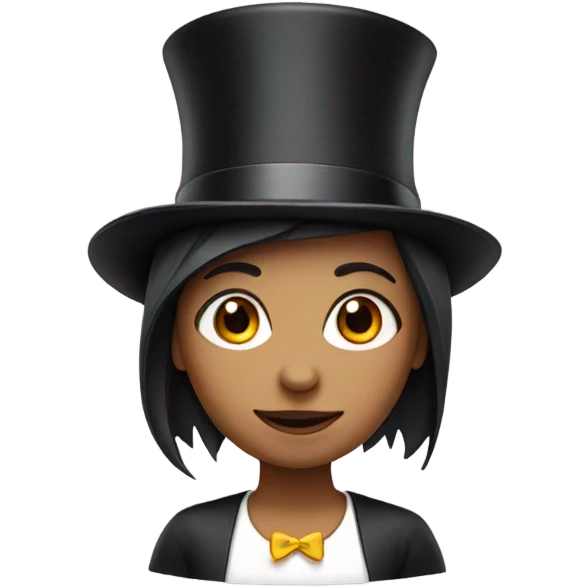 Girl wearing a penguin top hat emoji