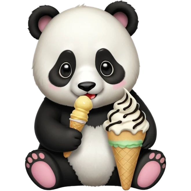 Panda eating ice cream emoji