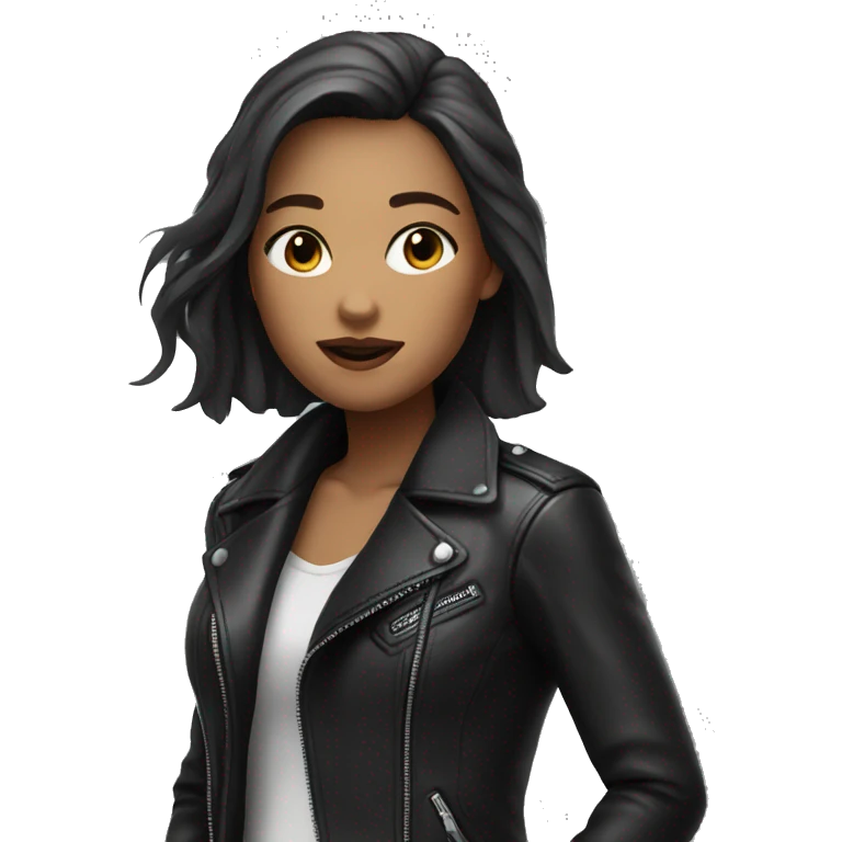 monochrome girl in leather jacket emoji