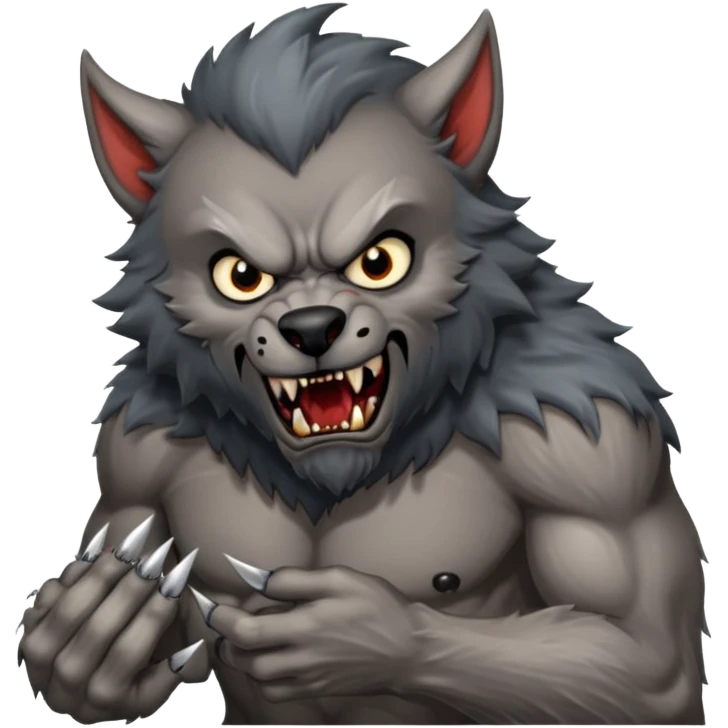 Create an emoji of Werewolf half bodied till waist sharp nails emoji