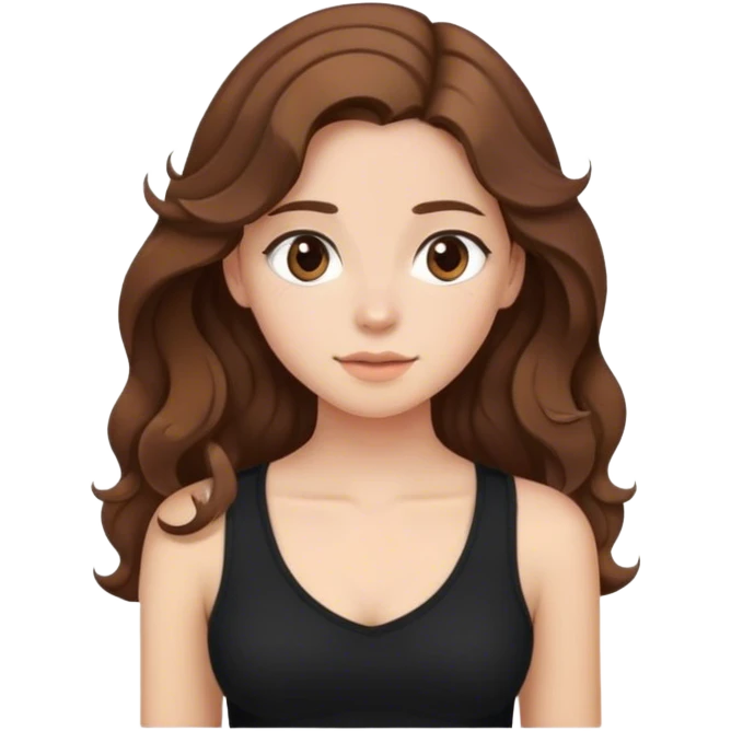 Girl with wavy brown hair down her chest, wearing a black top emoji