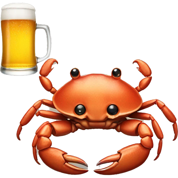 a crab drinking a beer emoji