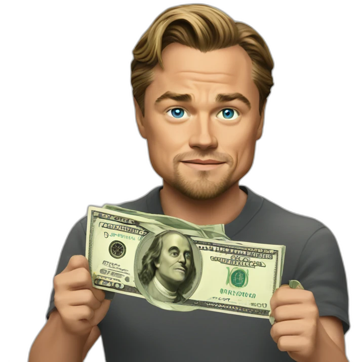 leonardo dicaprio holding money emoji