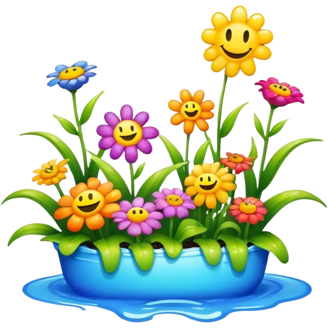 smiley melted garden flowers  emoji