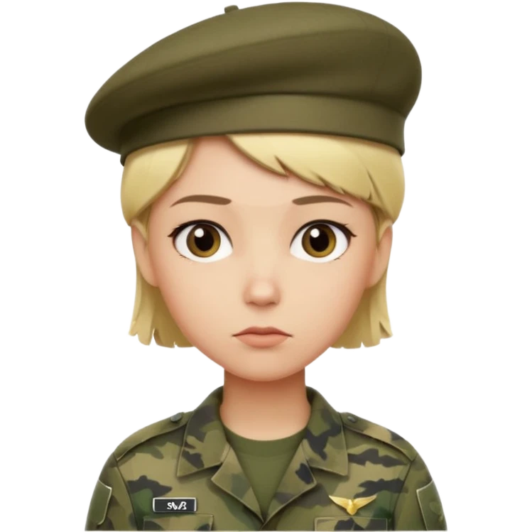a soldier with short blonde hair in camo man in a beret  emoji