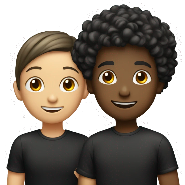 smiling boy with a girl in black shirts emoji
