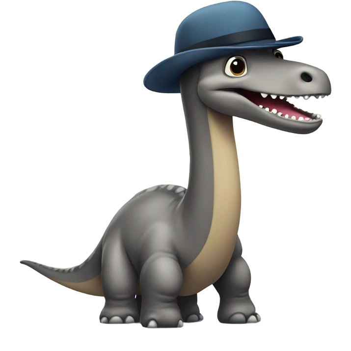 Diplodocus with moustache and flat cap emoji