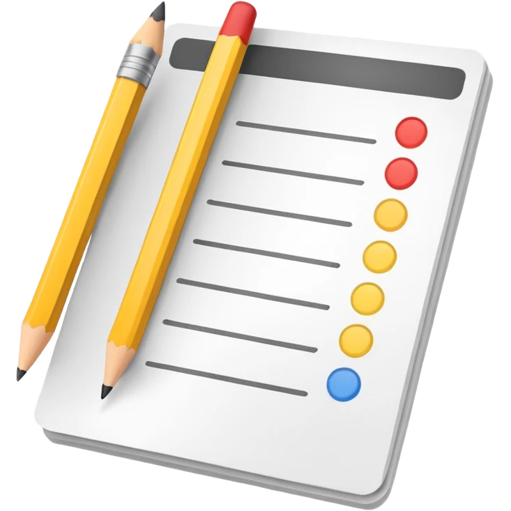 multiple choice test paper with a pencil emoji
