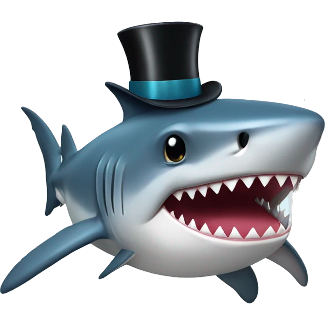 Shark with a top hat emoji