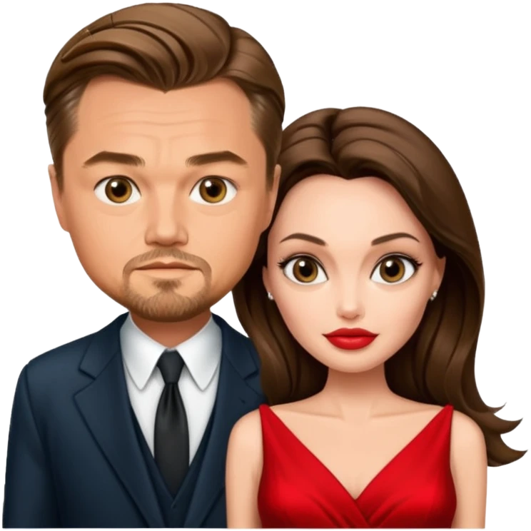 leonardo di caprio and Angelina Jolie in a red dress emoji