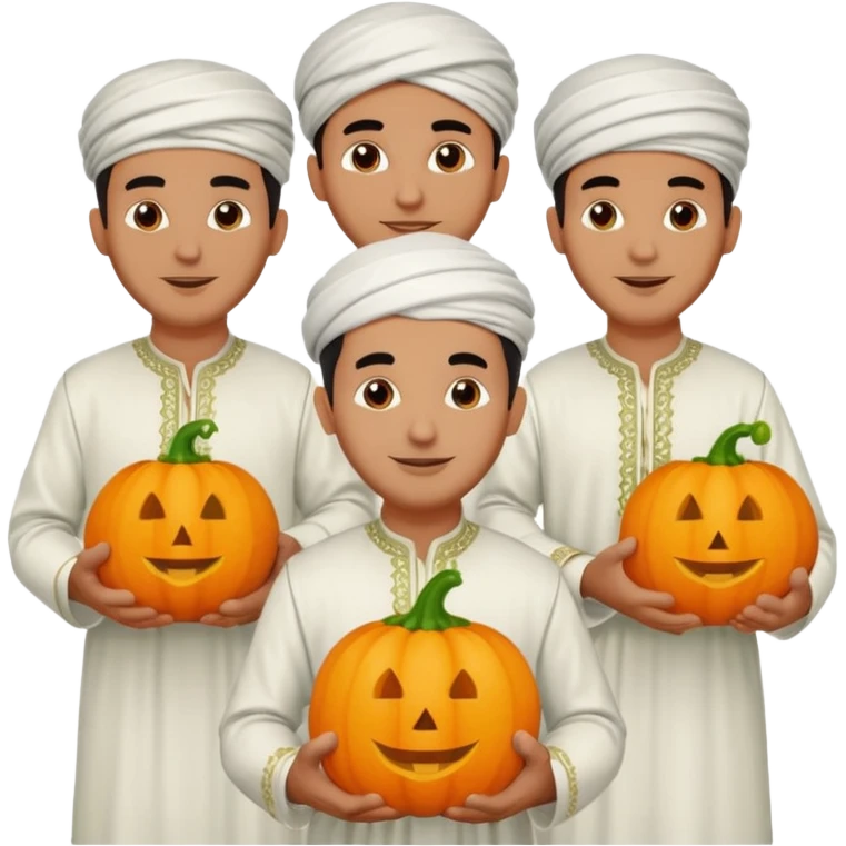 Moroccan men with pumpkin and grapes emoji
