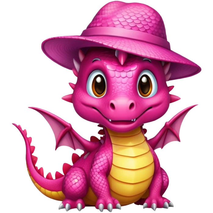A pink dragon wearing a hat emoji