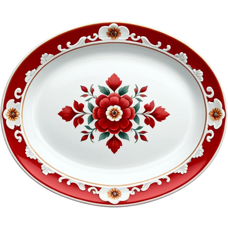 antique porcelain white and red platter  emoji