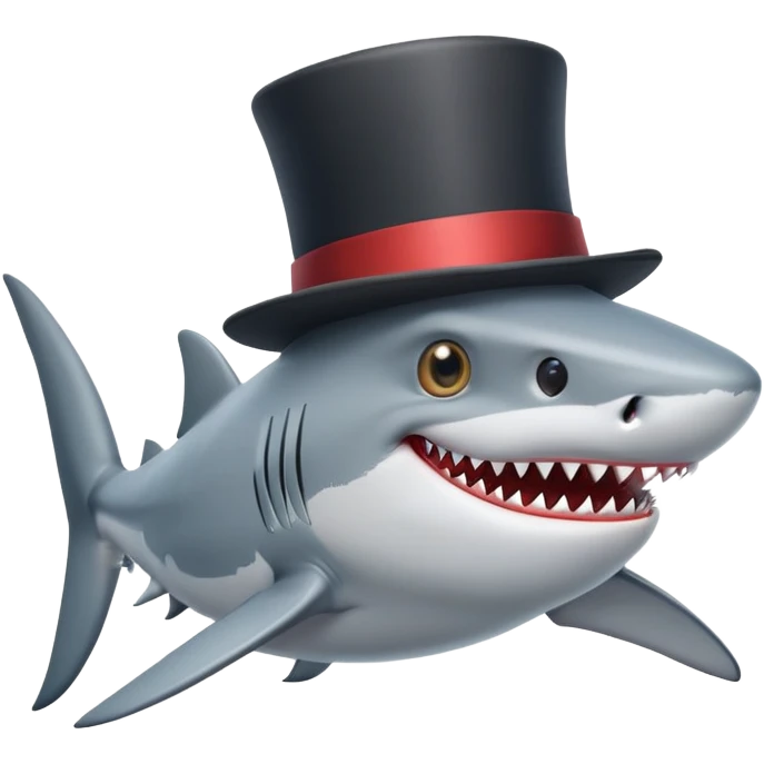 Shark with a top hat emoji