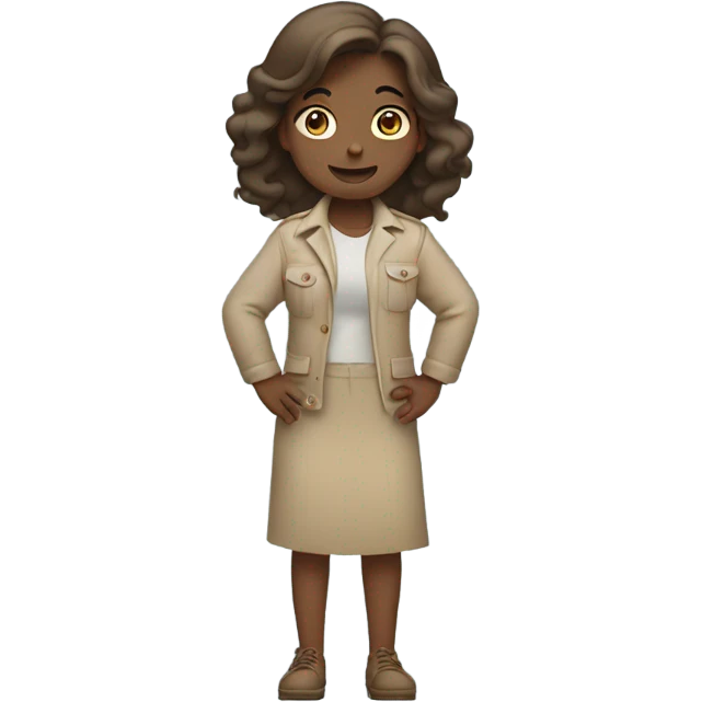 Girl shrugging arms wearing beige clothes emoji