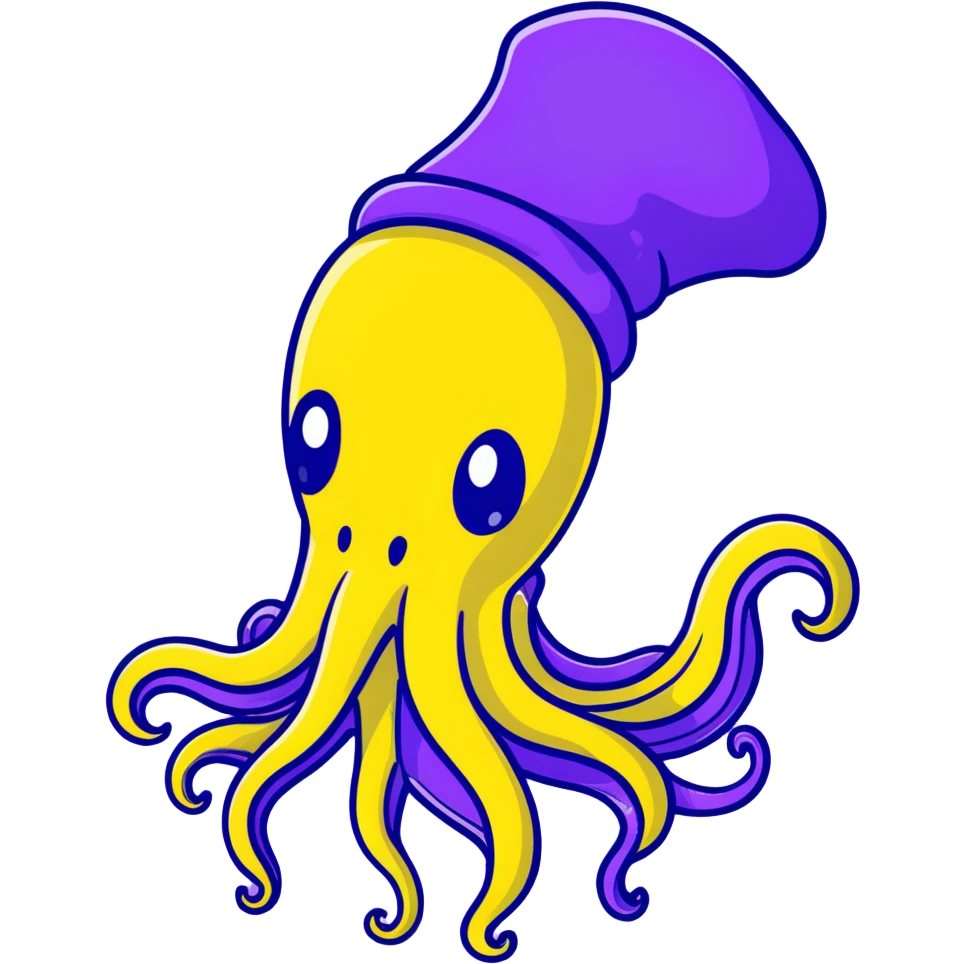 Playful purple squid squirting ink emoji