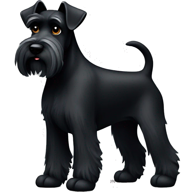 Black schnauzer with one ear upright and the other one down emoji