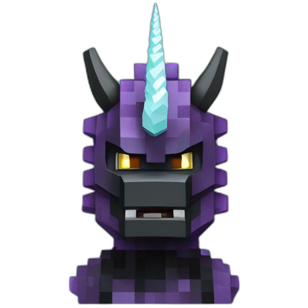 Minecraft Black Godzilla Head With Diamond Unicorn Horn and Lazer Eyes emoji
