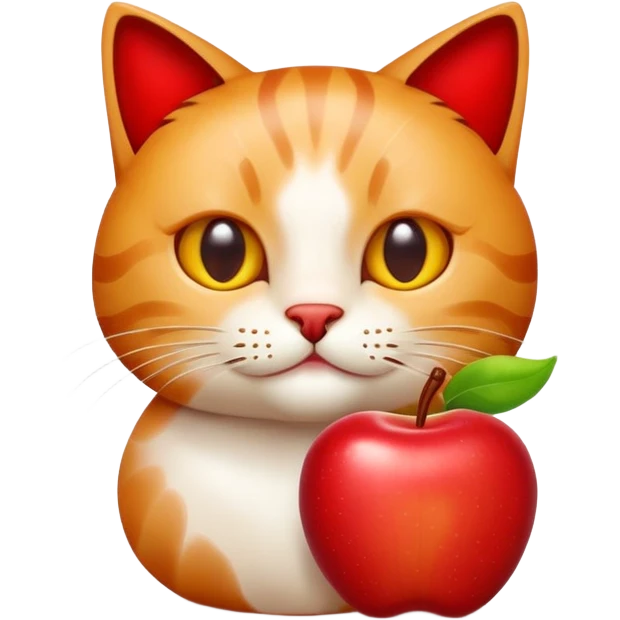 Un gato manzana emoji